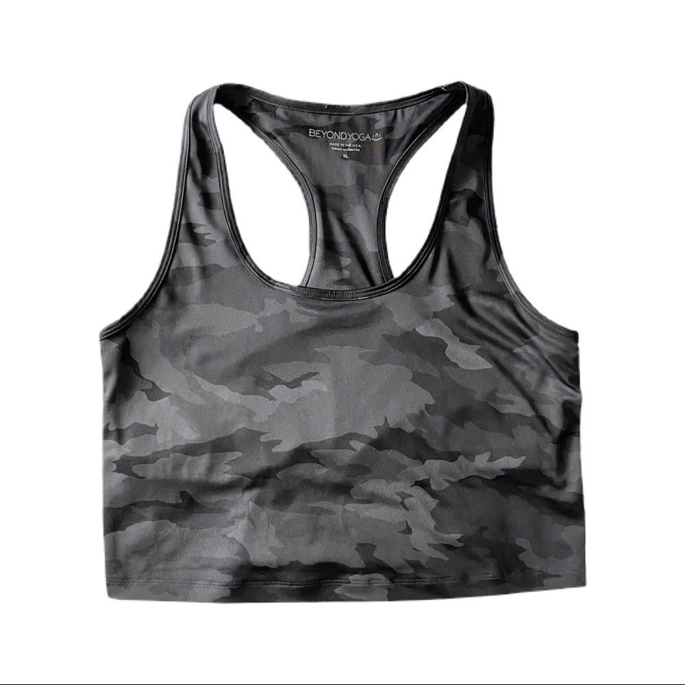 Beyond Yoga Gray Camo Racerback Tank